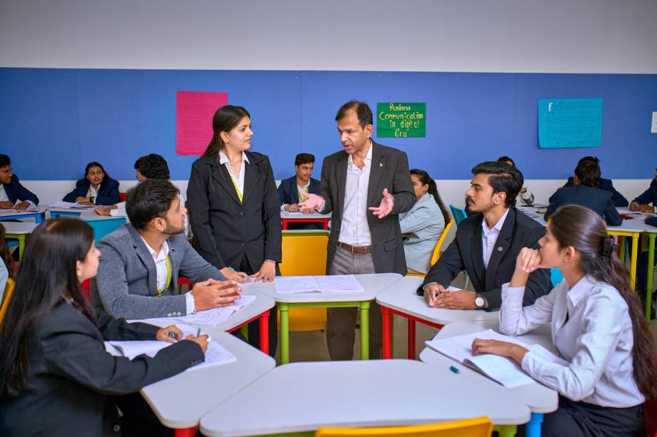 Design students collaborating on creative project at MIT VPU campus